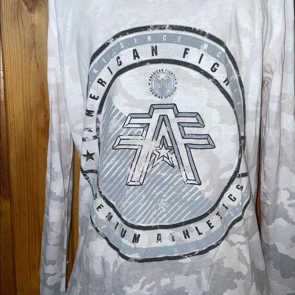 American Fighter Gray Camouflage Long Sleeve size XS  BEACHWOOD Biker MMA - Picture 5 of 6